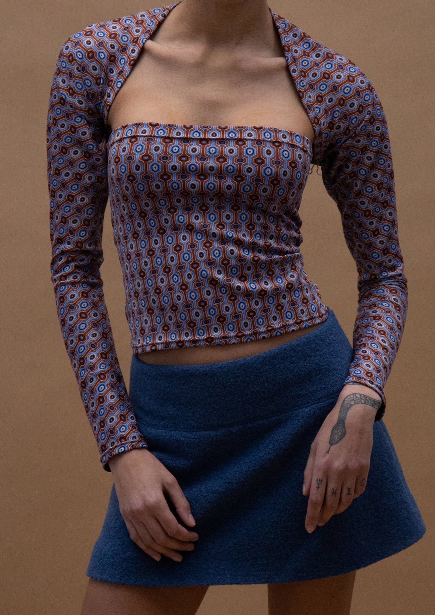 70s pattern mini cardigan bolero