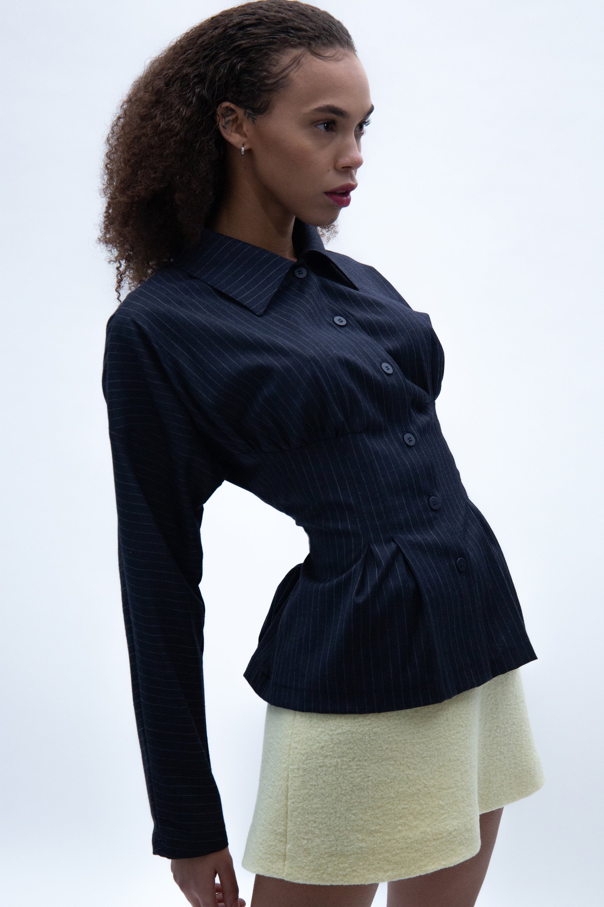 tailored blouse pinstriped 